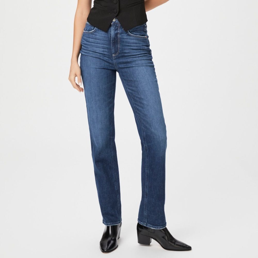 Paige Denim Stella Straight High Rise Jeans in Narrative Dark Wash Size 24 NEW